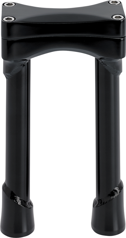 Black BILT WELL Murdock oversized 8-inch handlebar risers for motorcycles, designed for increased comfort and taller riding position.