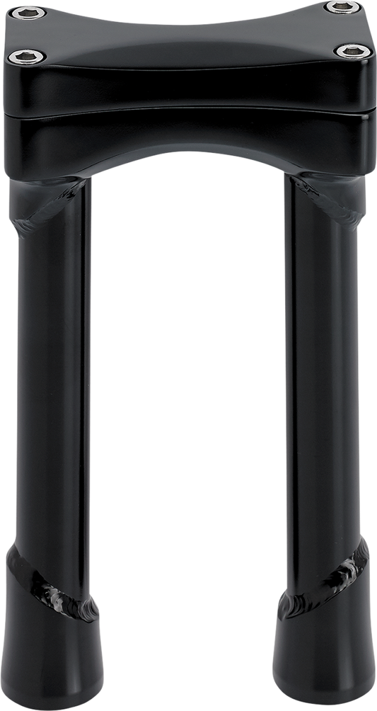 Black BILT WELL Murdock oversized 8-inch handlebar risers for motorcycles, designed for increased comfort and taller riding position.