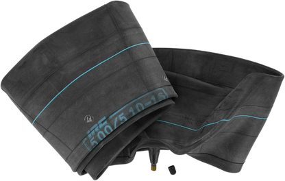 IRC T20036 16-inch motorcycle inner tube with side rubber valve, shown with valve and rubber edges for fitting inside motorcycle tires.