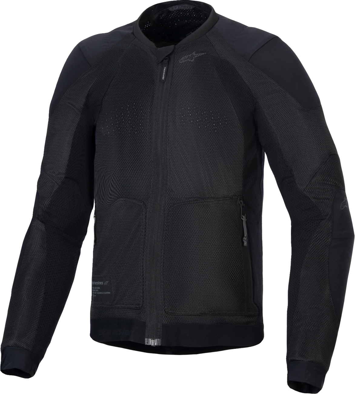 Alpinestars Troop-Air jacket in black, size large, featuring lightweight motorcycle riding gear with protective padding.