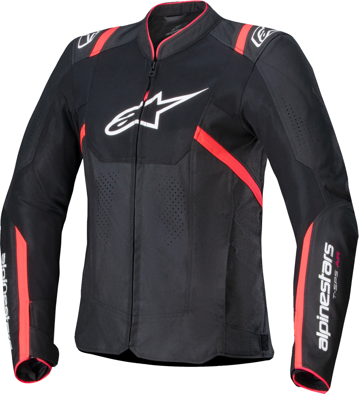 Alpinestars Stella T-SPS Air v2 motorcycle jacket in black and diva pink, medium size, featuring protective armor and ventilation.
