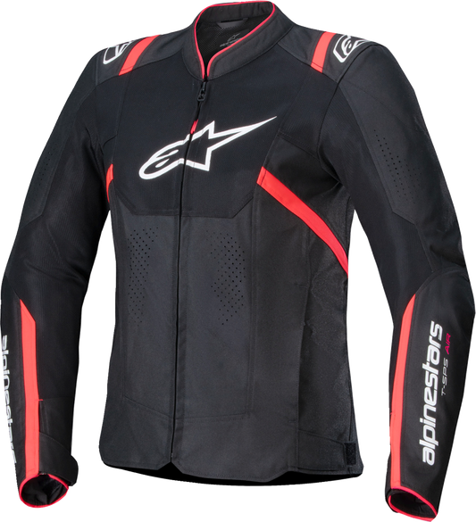 Alpinestars Stella T-SPS Air v2 motorcycle jacket in black and diva pink, medium size, featuring protective armor and ventilation.