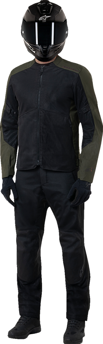 Alpinestars C-1 Air motorcycle riding jacket in khaki with mesh ventilation and protective features, size large.