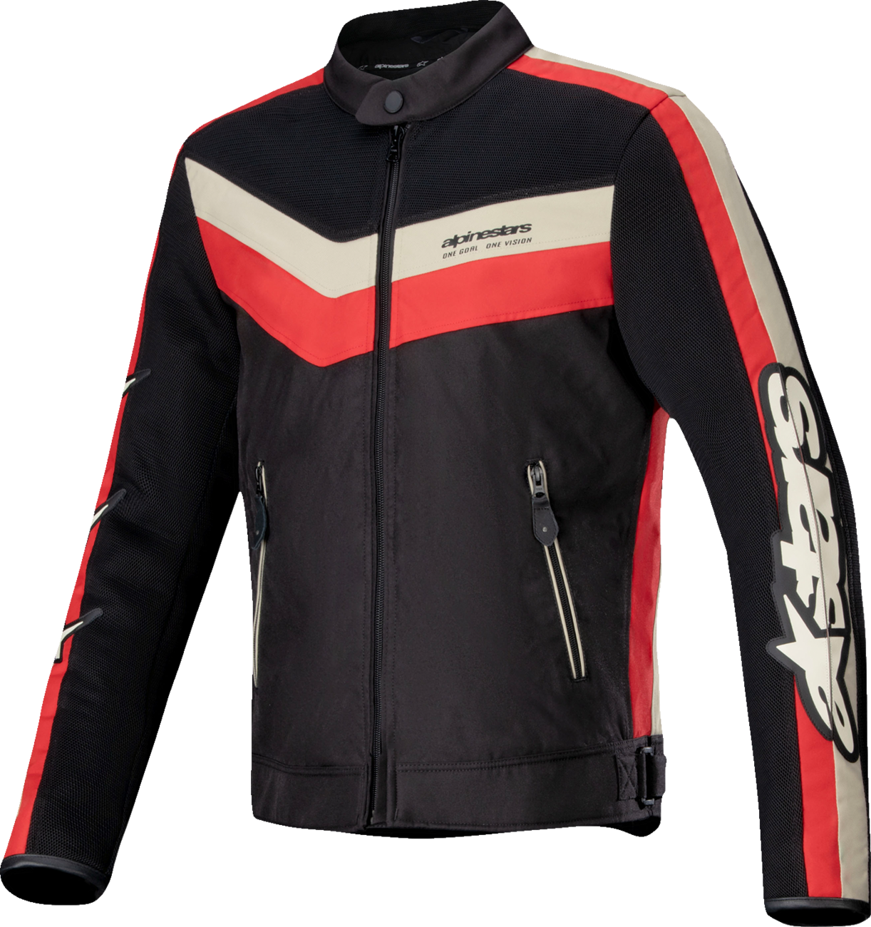 Alpinestars T-Dyno Air motorcycle riding jacket in black and bright red, featuring durable protective gear and ventilation.