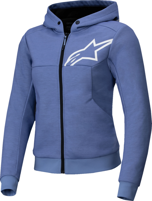 Alpinestars Stella Chrome v2 Sport Hoodie in blue violet and white, XL, featuring sporty design and logo details.