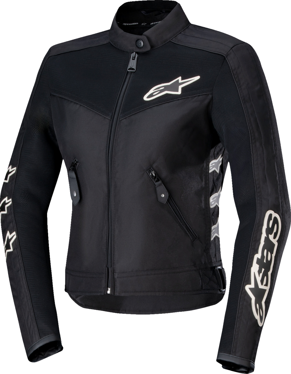 Alpinestars Stella T-Dyno Air Jacket in black, size large, featuring breathable mesh panels and protective armor for motorcycle riding.