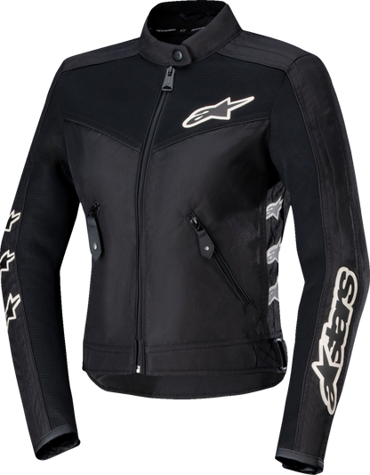 Alpinestars Stella T-Dyno Air Jacket in black, size large, featuring breathable mesh panels and protective armor for motorcycle riding.