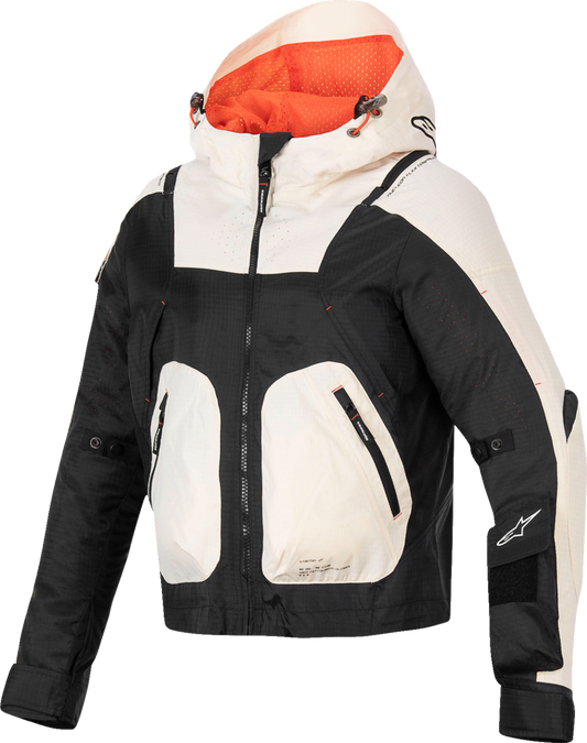 Alpinestars Stella Molly Air Jacket in black and almond color, medium size, shown on a model with protective design details.