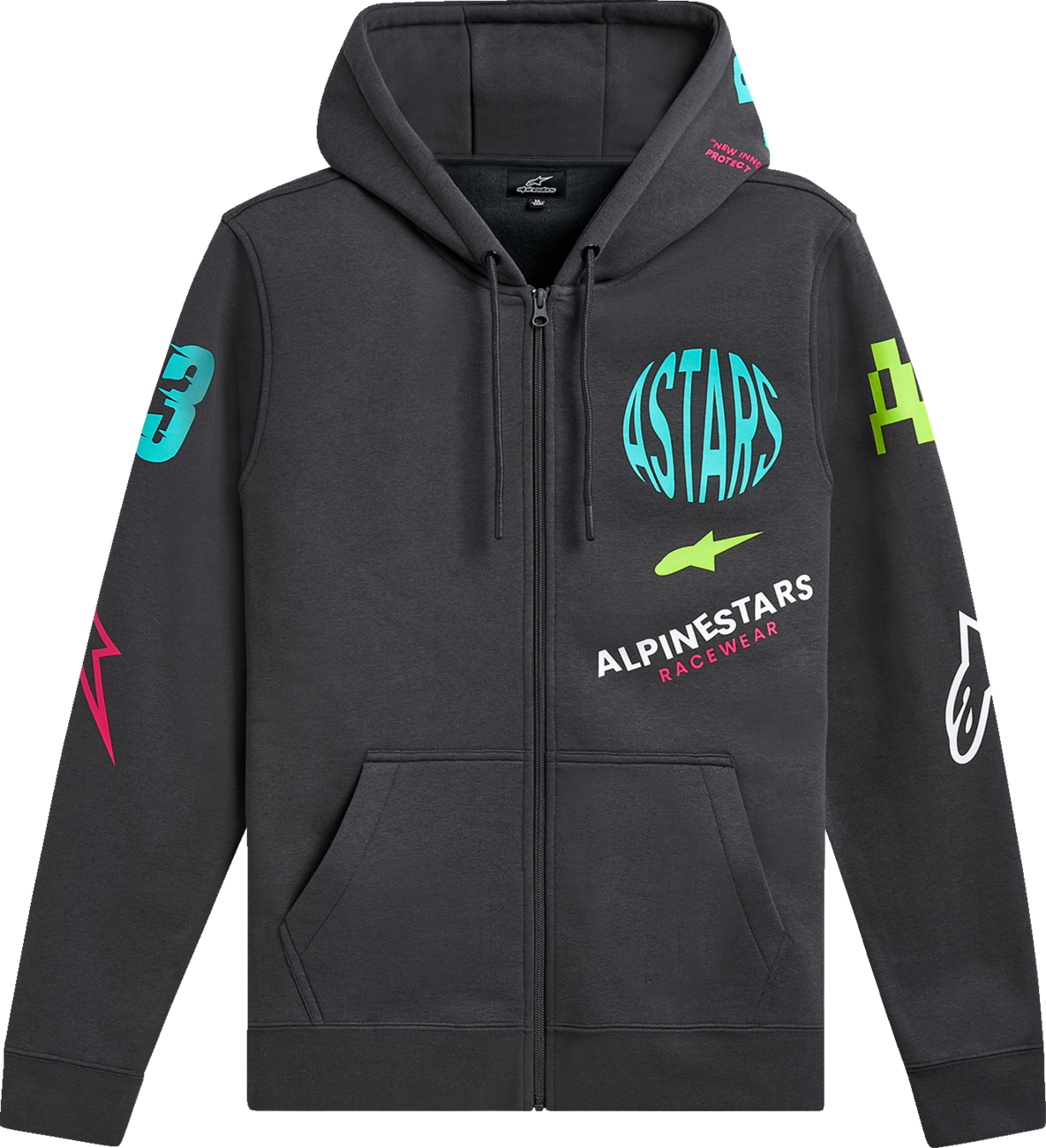 Alpinestars Variegate Zip Hoodie in gunmetal color, XL size, featuring a front zipper and casual fit.