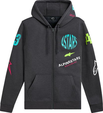 Alpinestars Variegate Zip Hoodie in gunmetal color, XL size, featuring a front zipper and casual fit.