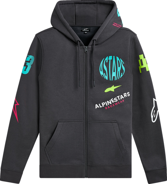 Alpinestars Variegate Zip Hoodie in gunmetal color, XL size, featuring a front zipper and casual fit.