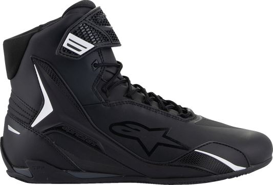 Alpinestars Faster-4 road cycling shoes in black, US 9.5, featuring a sleek design and secure fastening for road biking.