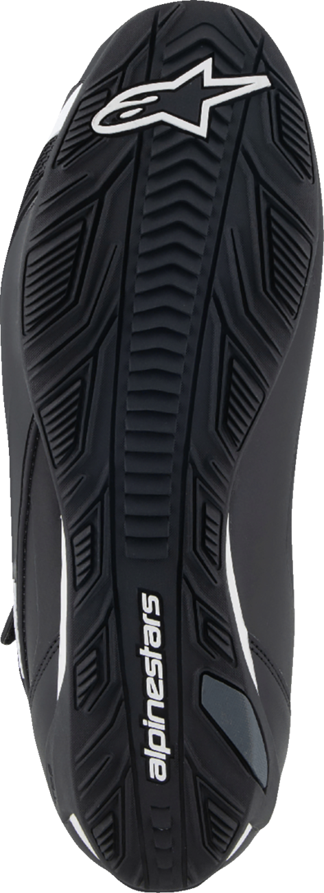 Alpinestars Faster-4 road cycling shoes in black and white with US 11.5 size, featuring sleek design and breathable material.