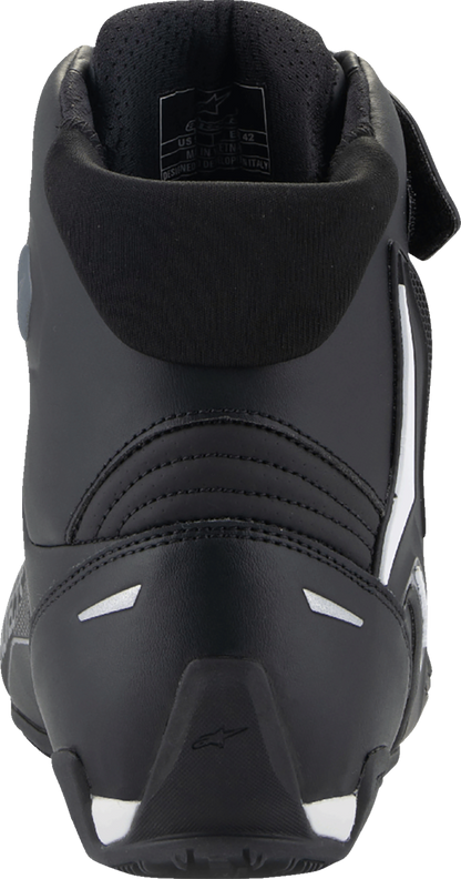 Alpinestars Faster-4 road cycling shoes in black and white, size US 11.5, with sleek design and secure closure system.