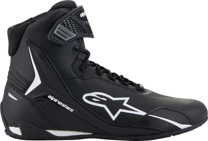 Alpinestars Faster-4 road cycling shoes in black and white with US 11.5 size, featuring secure closure and lightweight design.