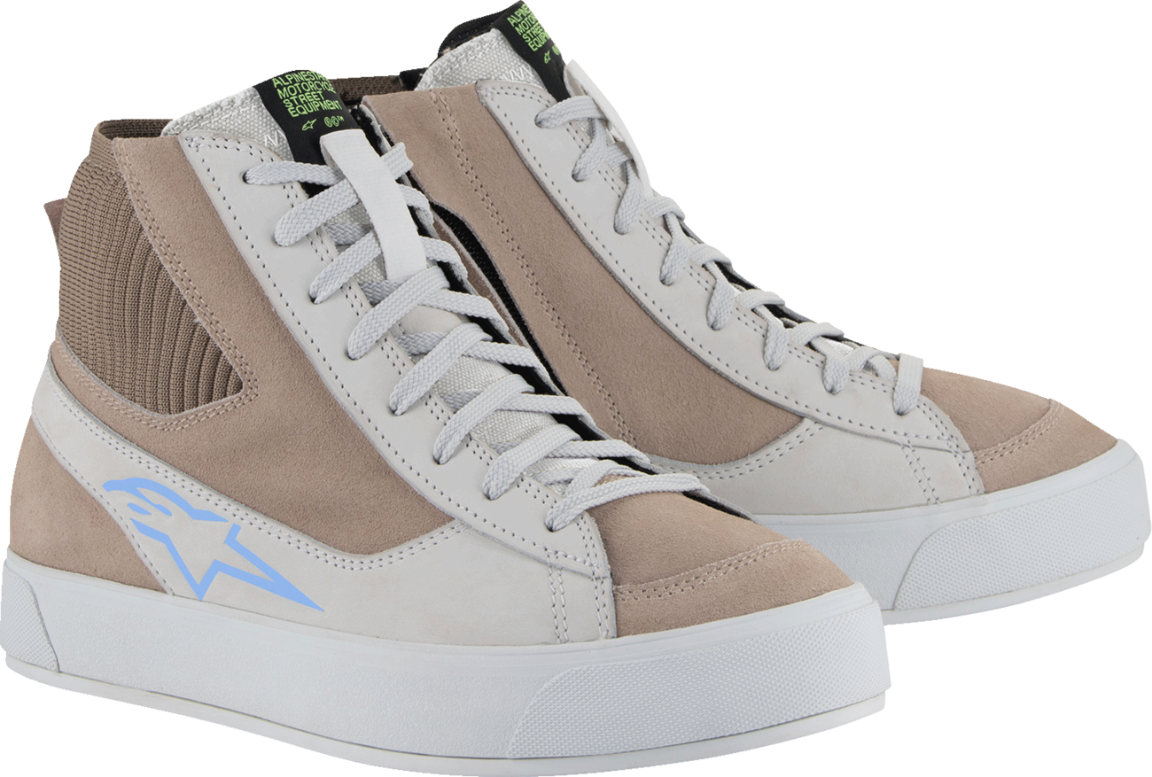 Alpinestars Stella Stated Podium Shoes in white and brown, US size 8, displayed on a plain background.