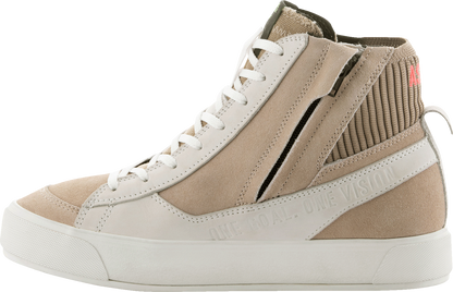 Alpinestars Stella Stated Podium Shoes in white and brown, US size 8, displayed on a plain background.