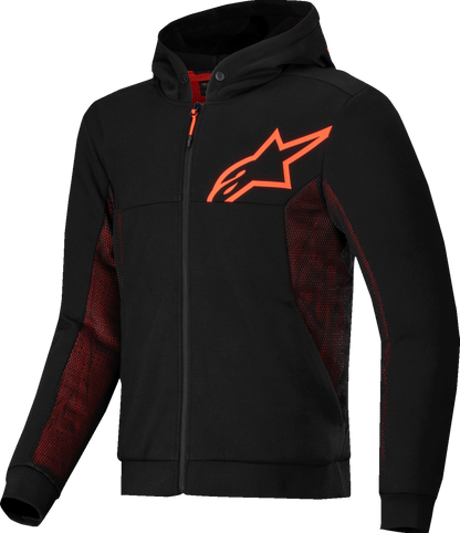 Alpinestars Chrome Air Sport Hoodie in black and red fluo, small size, featuring sporty design and breathable fabric.