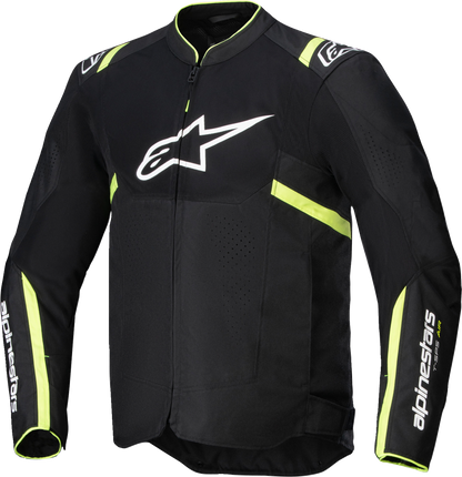 Alpinestars T-SPS Air v2 motorcycle jacket in black and yellow fluo, size 2XL, featuring protective armor and ventilation.