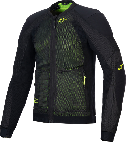 ALPINESTARS, Alpinestars Troop-Air Jacket 3XL Black/Fluo Yellow - Lightweight Breathable Motorcycle Gear