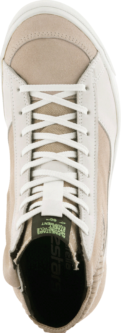 Alpinestars Stella Stated Podium Shoes in white and brown, US 8 / EU 40, showing the stylish racing-inspired design.
