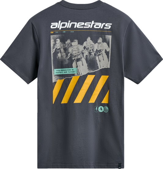 Alpinestars No Barrier CSF T-Shirt in charcoal, size XL, featuring the Alpinestars logo and casual fit for motorcycling enthusiasts.