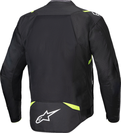 Alpinestars T-SPS Air v2 motorcycle jacket in black and yellow fluo with protective armor, size 2XL, designed for riding safety.