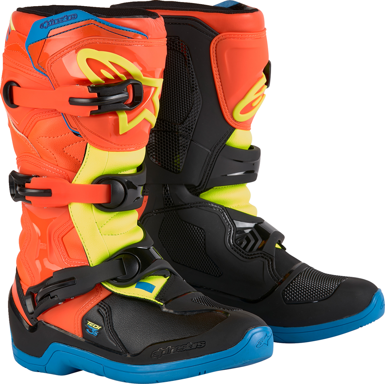 ALPINESTARS, Alpinestars Youth Tech3S Boots - Orange/Blue/Yellow/Black, US Size 4 / EU 37, Part 2014024-4755-4
