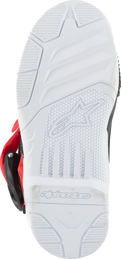 Alpinestars Kids Tech 3S motorcycle boots in red, black, and white with protective features and US size 1 / EU 33.