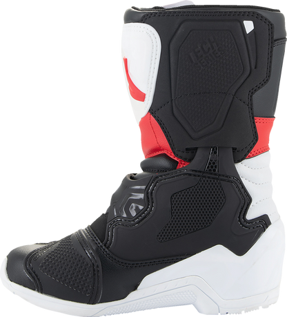 Alpinestars Kids Tech 3S motorcycle boots in red, black, and white, US size 1 / EU 33, featuring protective design and branding.