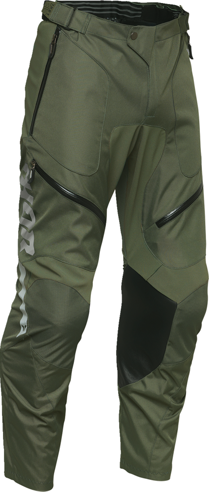 THOR Terrain In-the-Boot Pants in Army and Charcoal, US Size 46, showcasing durable military-style work pants with multiple pockets.