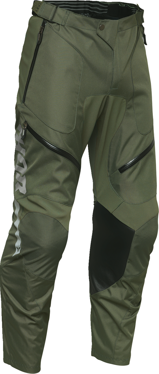 THOR Terrain in-the-boot pants in army/charcoal color, US size 38, featuring rugged military-style design and durable fabric.