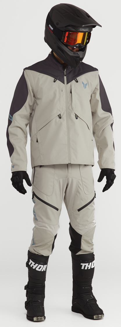 THOR Terrain In-the-Boot Pants in sand color, US size 38, showing durable motocross riding pants with reinforced knee panels.