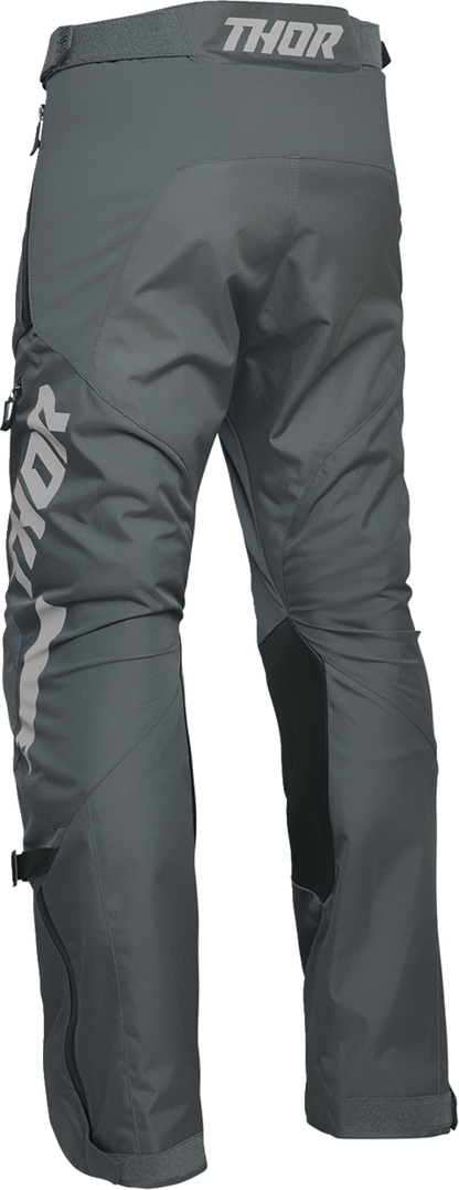 THOR Terrain over-the-boot motorcycle riding pants in charcoal, US size 38, featuring durable protective gear for riders.