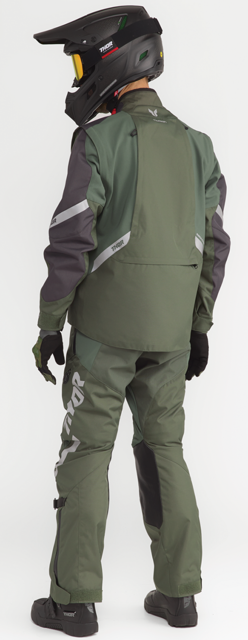 THOR Terrain over-the-boot pants in army/charcoal color, US size 32, featuring durable fabric and tactical design.