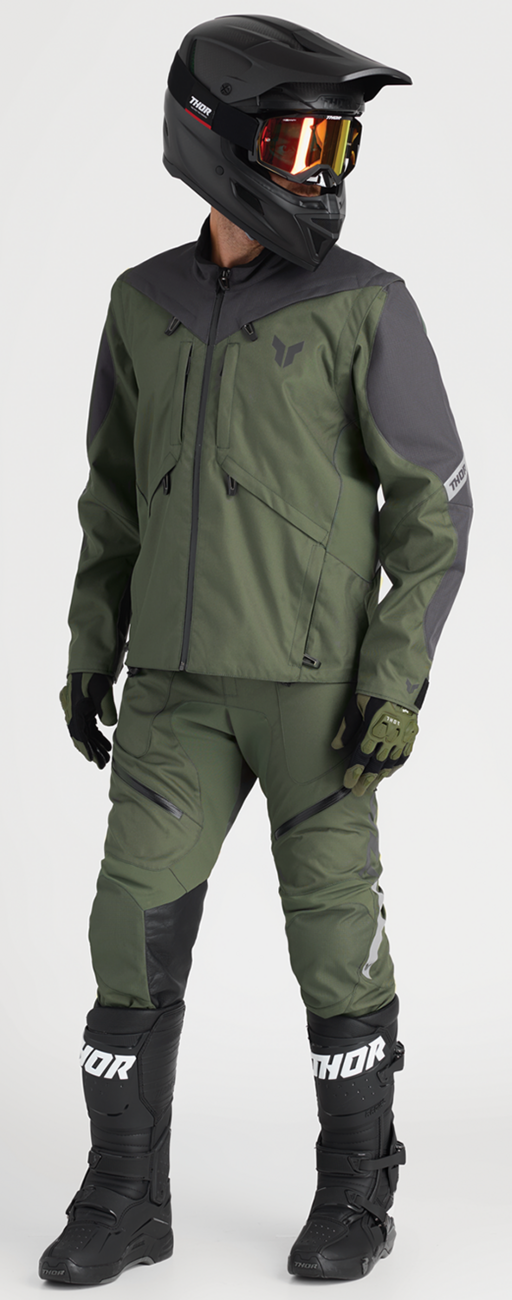 THOR Terrain In-the-Boot Pants in army and charcoal color, US size 38, with durable fabric and tactical design.
