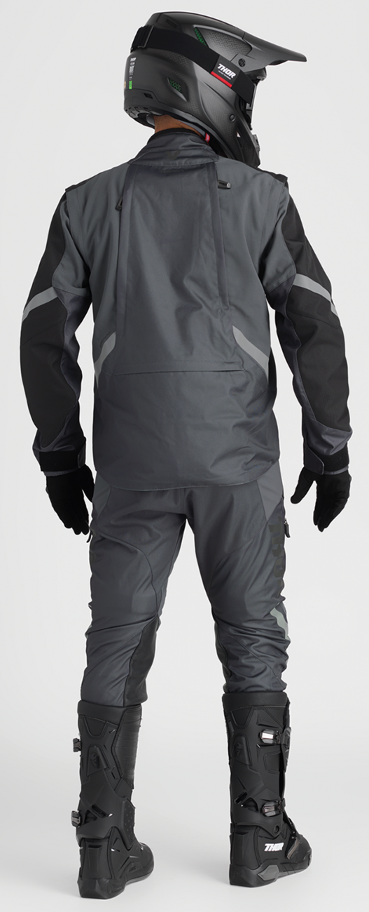 THOR Terrain In-the-Boot Pants in charcoal with waterproof zippers and durable construction, US size 34.