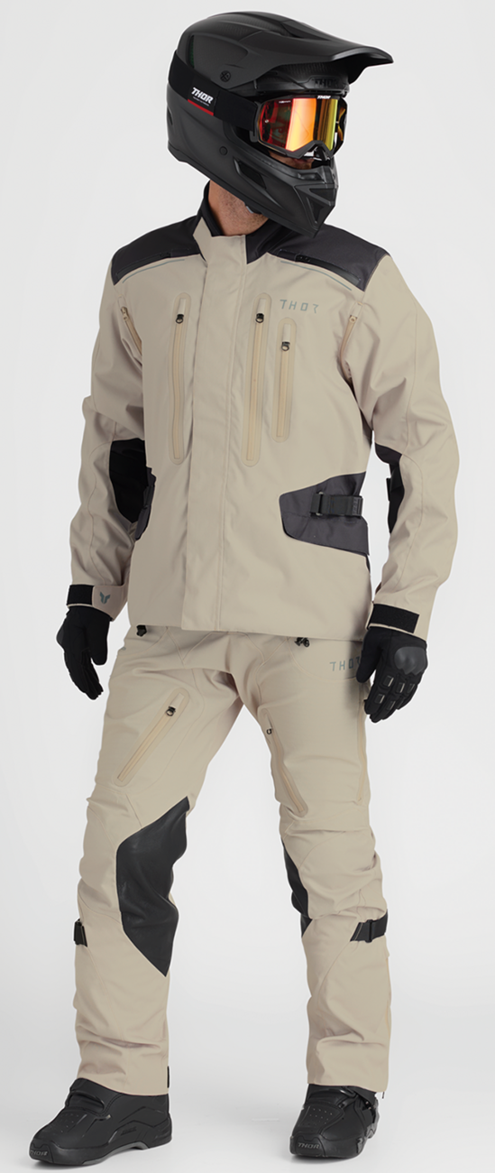 THOR Range Jacket in sand color, size XL, waterproof and breathable motorcycle outerwear with RHEON® protection.
