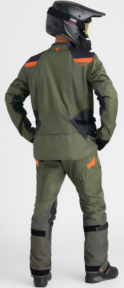 THOR, THOR Range Jacket Army/Orange 3XL - Waterproof and Breathable Motorcycle Gear with RHEON® Body Protection