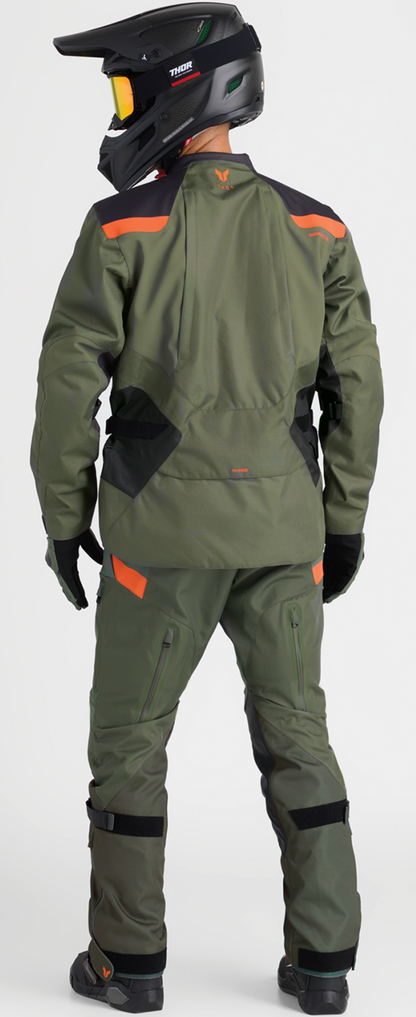 THOR, THOR Range Jacket Army/Orange 3XL - Waterproof and Breathable Motorcycle Gear with RHEON® Body Protection
