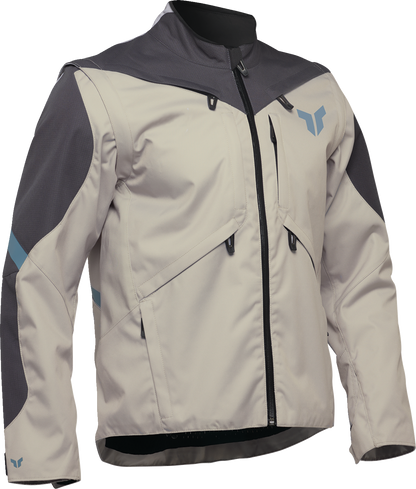 THOR Terrain Jacket Sand XL, men's motorcycle riding jacket with protective armor and durable fabric, front view.