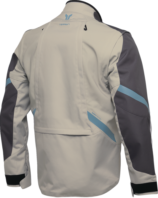 THOR Terrain Jacket in Sand, 3XL, waterproof riding jacket with ventilation and storage pockets for outdoor motocross riding.