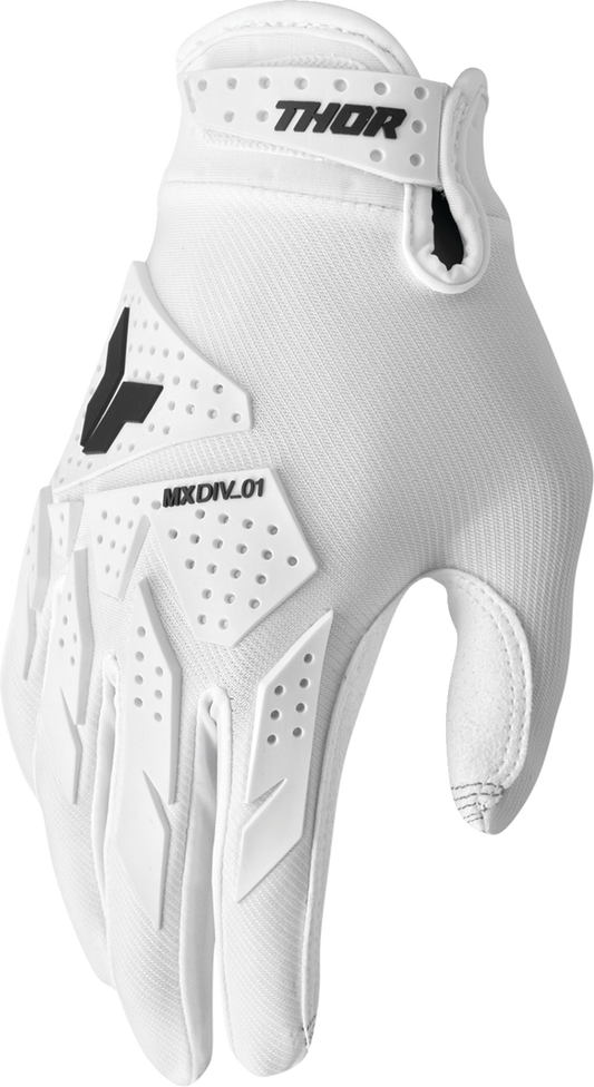 THOR Launchmode XP gloves in 2XL white with durable TPR finger coverage and a comfortable fit for motorcycle riding.