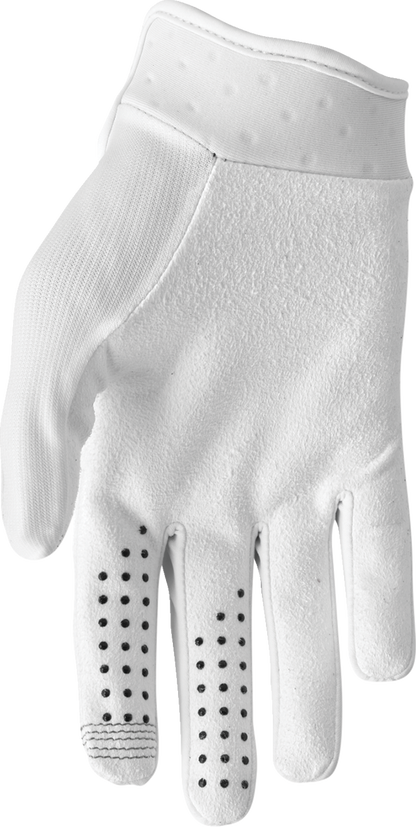 THOR Launchmode XP gloves in white, size 2XL, featuring durable TPR finger coverage and a comfortable fit for riding.