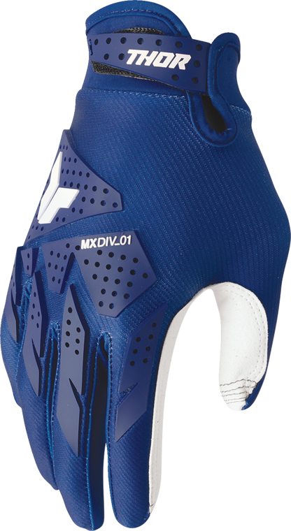 THOR Launchmode XP gloves in navy with durable TPR finger coverage and a comfortable fit, size XL.