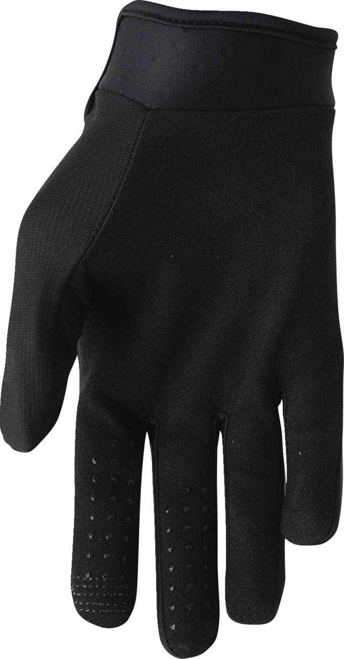 Black THOR Launchmode gloves in small size, featuring protective padding and breathable material for motorcycle riding.