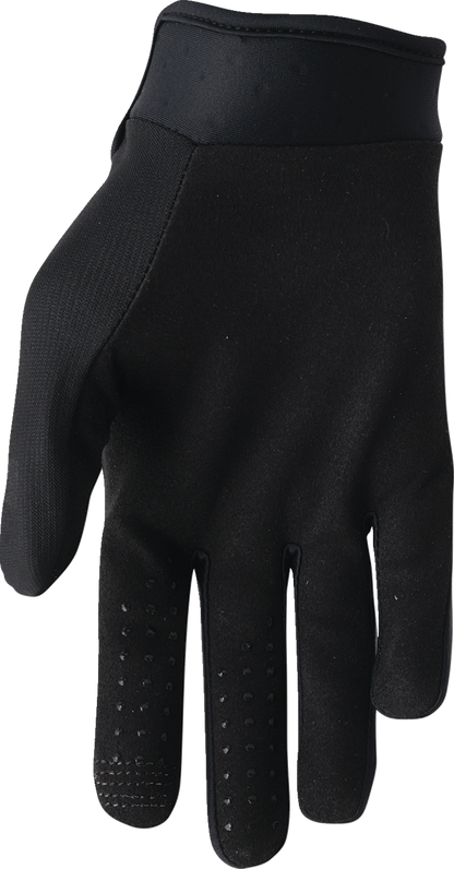 Black THOR Launchmode gloves in small size, featuring protective padding and breathable material for motorcycle riding.