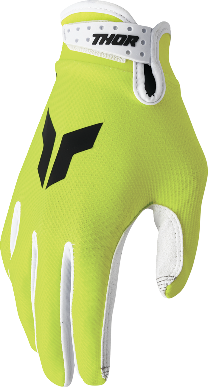 THOR Launchmode Gloves in acid large size, featuring durable riding gloves with reinforced palms and vibrant acid color.