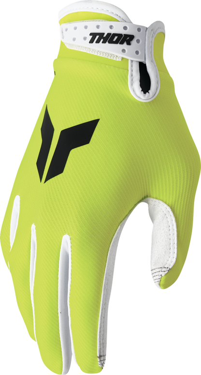 THOR Launchmode Gloves in acid large size, featuring durable riding gloves with reinforced palms and vibrant acid color.