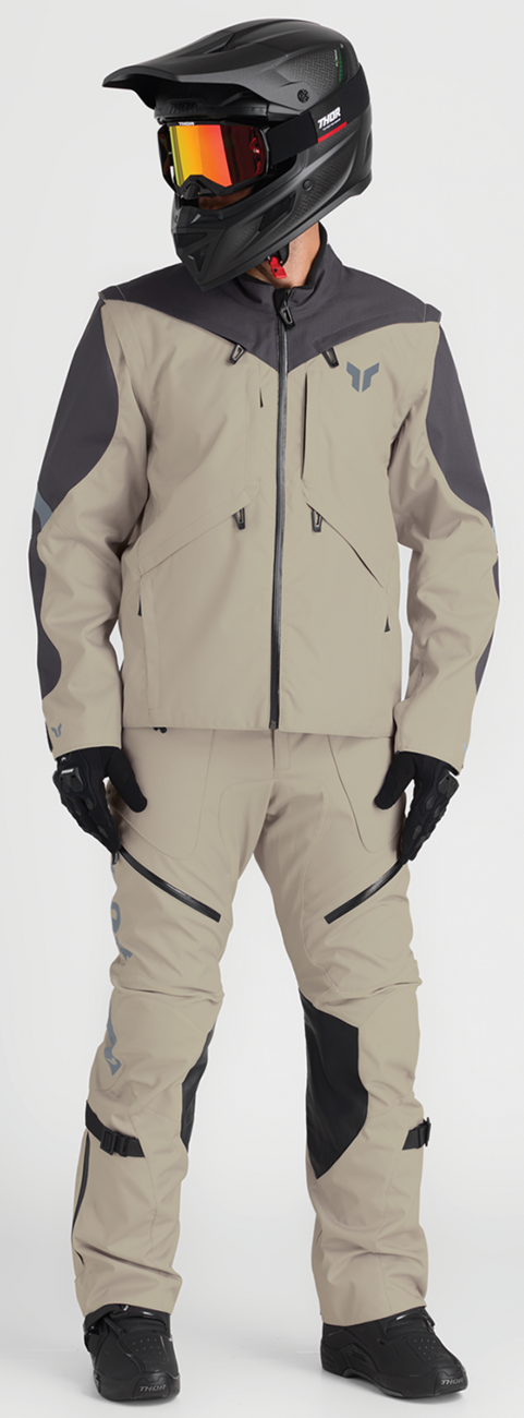 THOR Terrain Jacket Sand 3XL—durable waterproof riding jacket with ventilation and storage pockets.